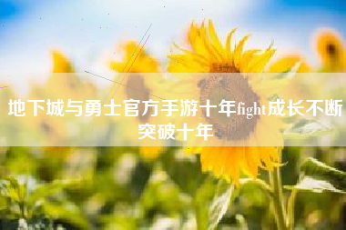 地下城与勇士官方手游十年fight成长不断突破十年