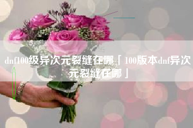 dnf100级异次元裂缝在哪「100版本dnf异次元裂缝在哪」