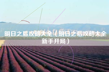 明日之后攻略大全（明日之后攻略大全新手开局）