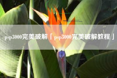 psp3000完美破解「psp3000完美破解教程」