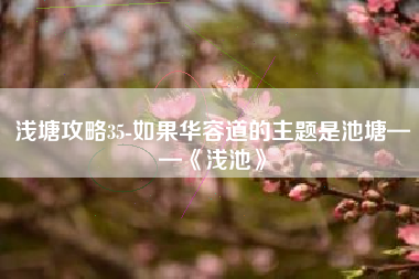 浅塘攻略35-如果华容道的主题是池塘——《浅池》