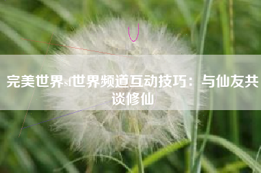 完美世界sf世界频道互动技巧：与仙友共谈修仙