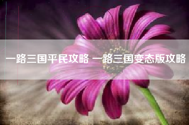 一路三国平民攻略 一路三国变态版攻略
