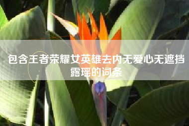 包含王者荣耀女英雄去内无爱心无遮挡露瑶的词条