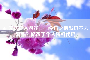 dnf无法进入游戏，dnf全屏之后就进不去游戏？修改了个人资料代码