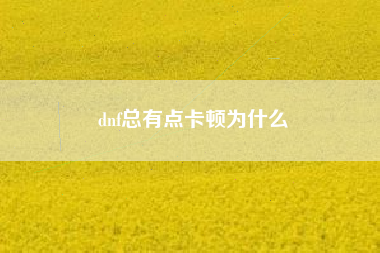 dnf总有点卡顿为什么
