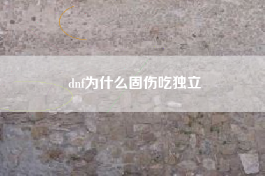dnf为什么固伤吃独立
