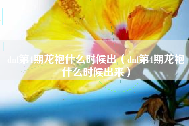 dnf第4期龙袍什么时候出（dnf第4期龙袍什么时候出来）