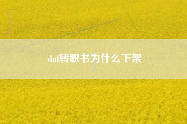 dnf转职书为什么下架