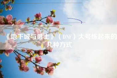《地下城与勇士》（DNF）大号练起来的几种方式