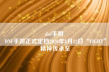 dnf手游 
DNF手游正式定档2020年8月12日“FIGHT”精神传承至