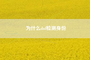 为什么dnf检测身份