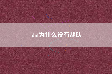 dnf为什么没有战队