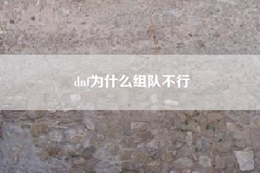 dnf为什么组队不行