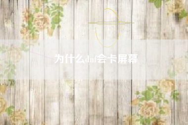 为什么dnf会卡屏幕