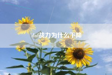 dnf战力为什么下降
