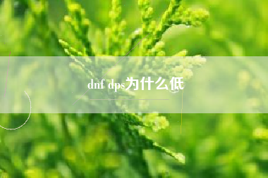 dnf dps为什么低