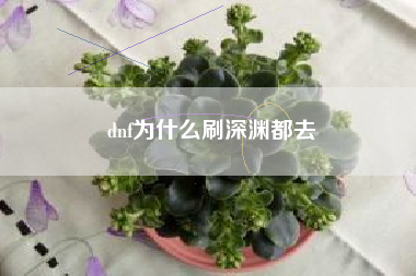 dnf为什么刷深渊都去