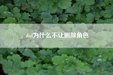dnf为什么不让删除角色