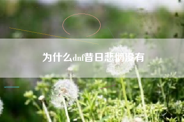 为什么dnf昔日悲悯没有