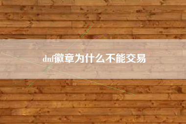 dnf徽章为什么不能交易