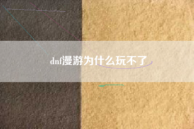 dnf漫游为什么玩不了