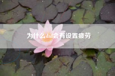 为什么dnf会有设置疲劳