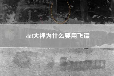 dnf大神为什么要用飞镖