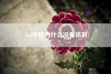 dnf步枪为什么没有铭刻