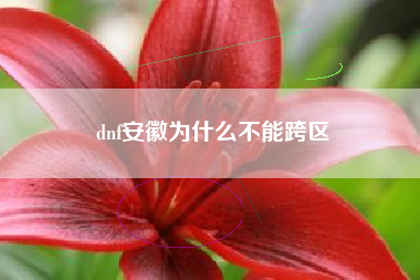 dnf安徽为什么不能跨区
