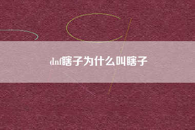dnf瞎子为什么叫瞎子