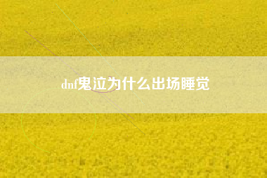 dnf鬼泣为什么出场睡觉