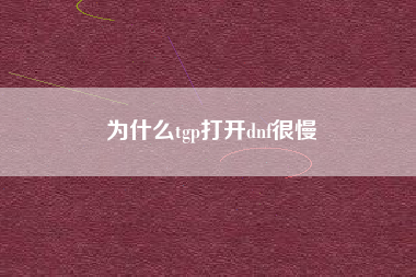 为什么tgp打开dnf很慢