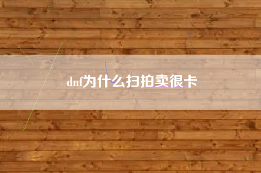 dnf为什么扫拍卖很卡