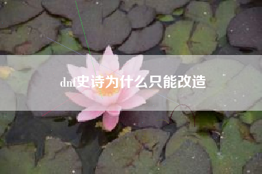 dnf史诗为什么只能改造