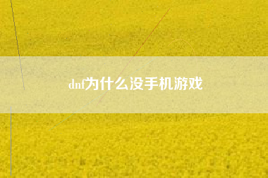 dnf为什么没手机游戏