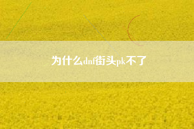 为什么dnf街头pk不了