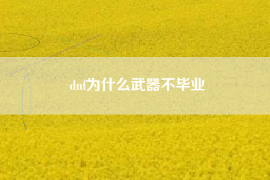 dnf为什么武器不毕业