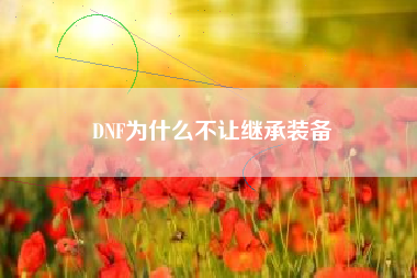 DNF为什么不让继承装备