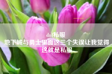 dnf私服 
地下城与勇士里面这三个失误让我觉得这就是私服