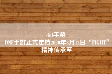 dnf手游 
DNF手游正式定档2020年8月12日“FIGHT”精神传承至