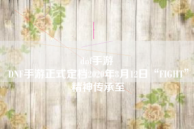 dnf手游 
DNF手游正式定档2020年8月12日“FIGHT”精神传承至