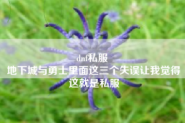 dnf私服 
地下城与勇士里面这三个失误让我觉得这就是私服