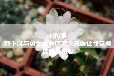 dnf私服 
地下城与勇士里面这三个失误让我觉得这就是私服