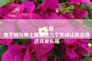 dnf私服 
地下城与勇士里面这三个失误让我觉得这就是私服