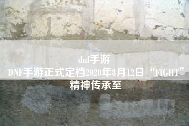 dnf手游 
DNF手游正式定档2020年8月12日“FIGHT”精神传承至
