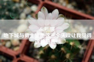 dnf私服 
地下城与勇士里面这三个失误让我觉得这就是私服