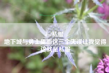 dnf私服 
地下城与勇士里面这三个失误让我觉得这就是私服