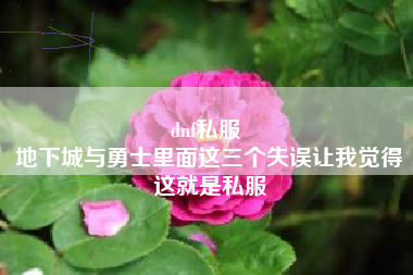 dnf私服 
地下城与勇士里面这三个失误让我觉得这就是私服
