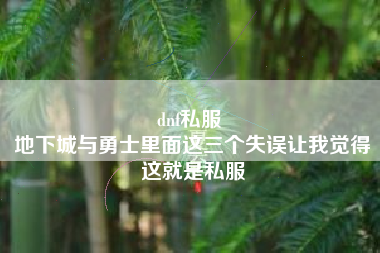 dnf私服 
地下城与勇士里面这三个失误让我觉得这就是私服